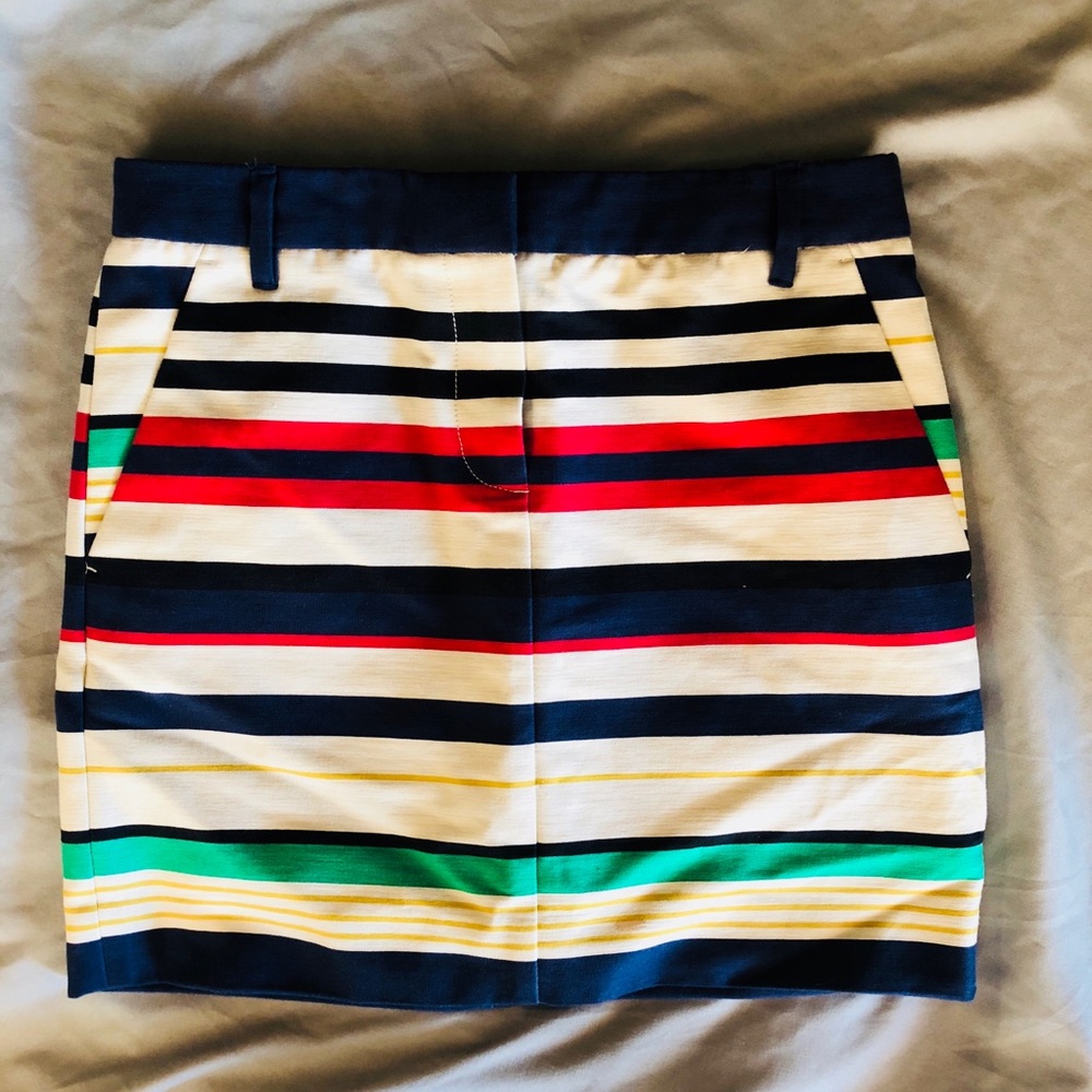 J Crew Stripe Mini Skirt Size 00